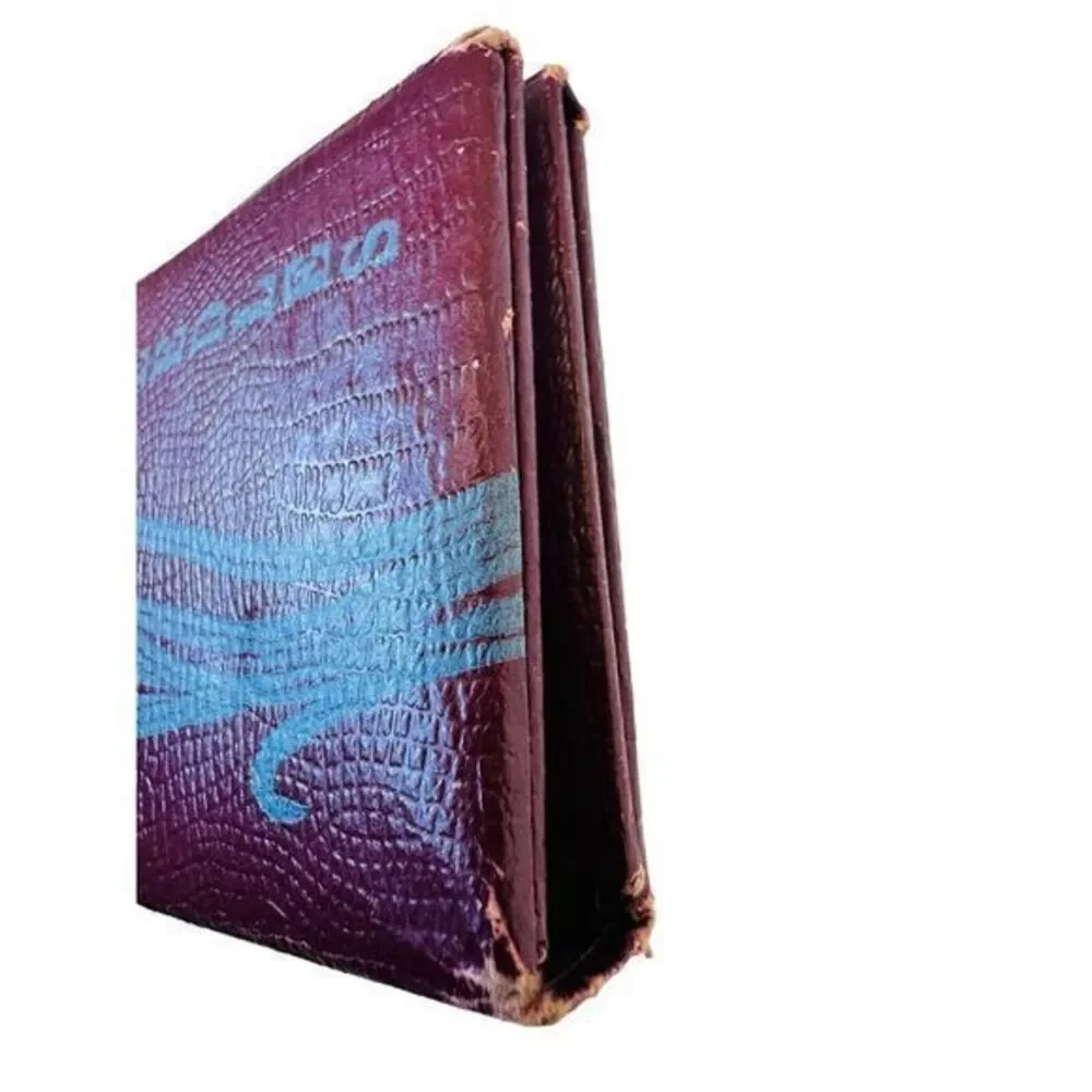 Antique Needle Booklet Double Folding Maroon With Blue Flowers‎ Czechoslovakia
